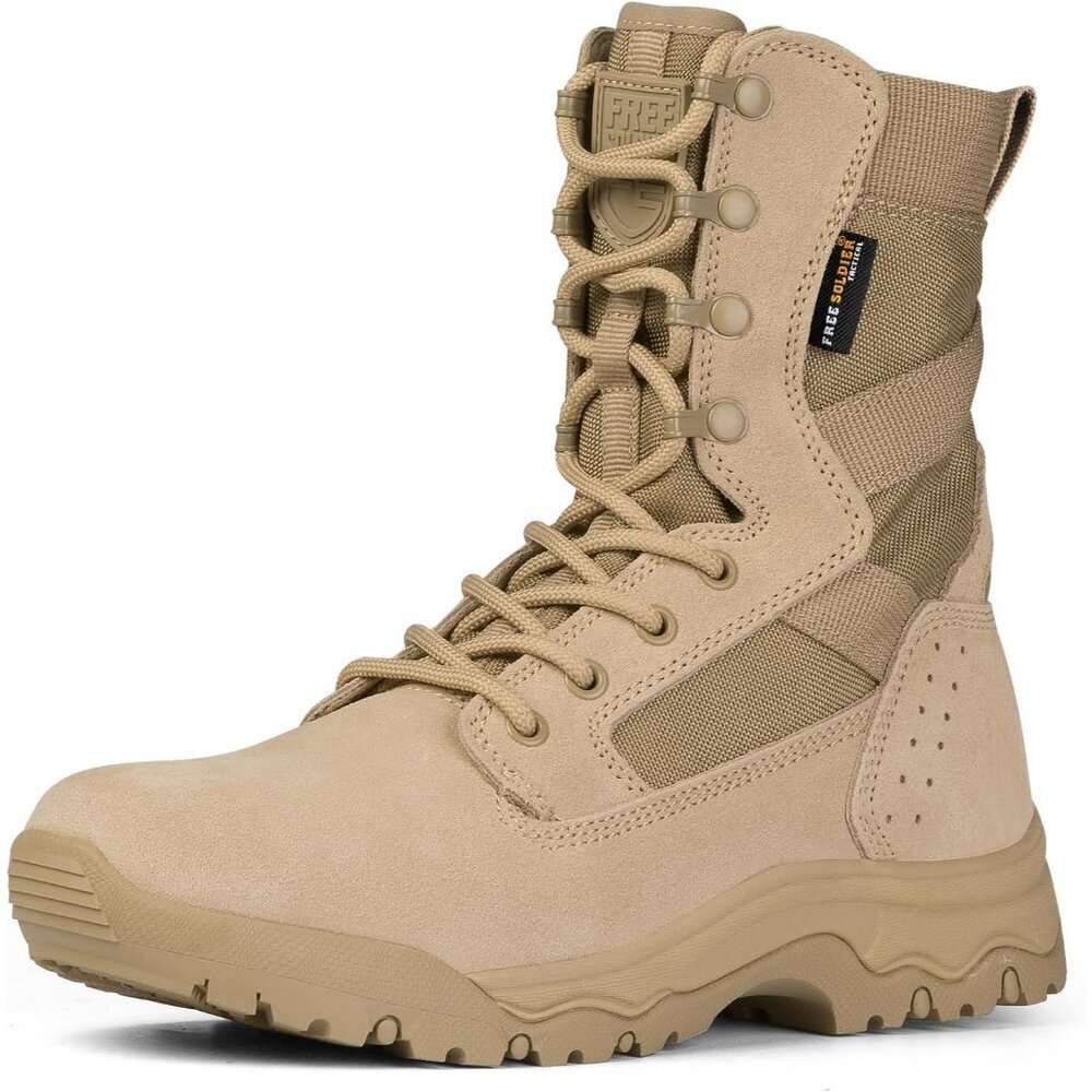 Men's Suede Leather Bright Tan 8" Lightweight Military Work Combat Desert Boot